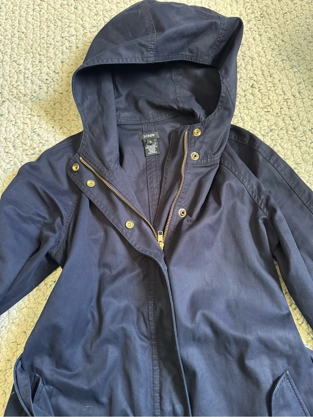 J. Crew Hooded Belted Trench Coat - Navy